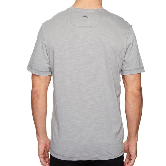 Tommy Bahama: Portside Palms V-neck Tee, Grey Sz:L - Picture 3 of 7